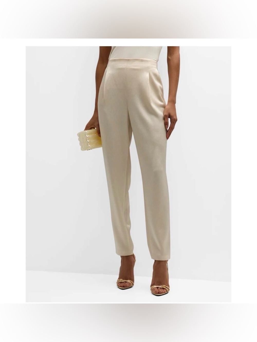 Emmelle ivory satin 100% silk size small EUC women’s pants